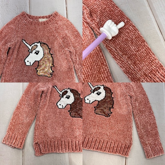 Btween Unicorn Sequin Velour Knit Sweater SIZE 8 - Picture 14 of 17
